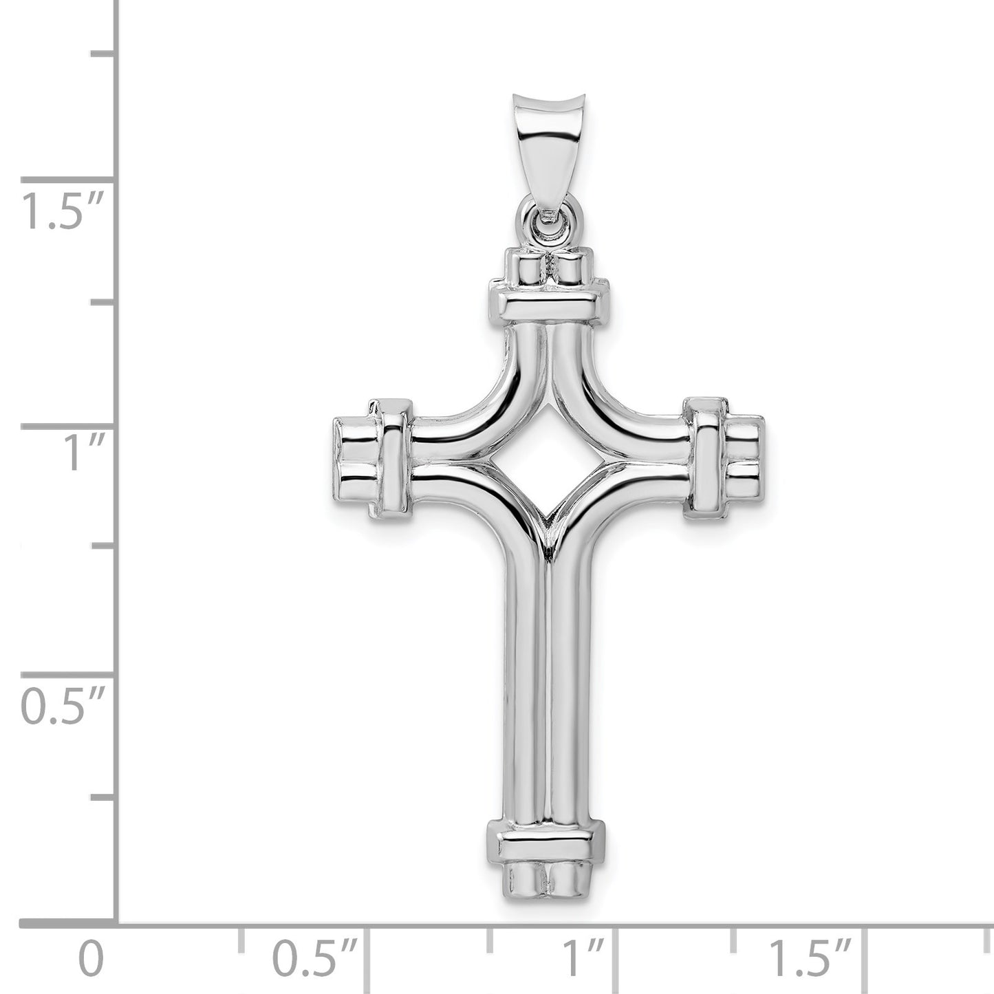 Sterling Silver Rhodium-plated Polished Fancy Cross Pendant