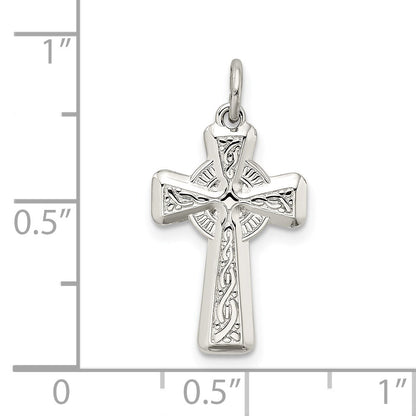 Sterling Silver Polished and Textured Celtic Cross Pendant