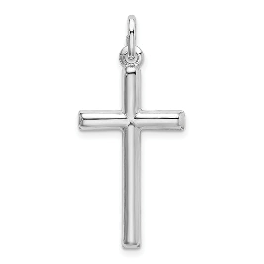 Sterling Silver Rhodium Plated Polished Cross Charm