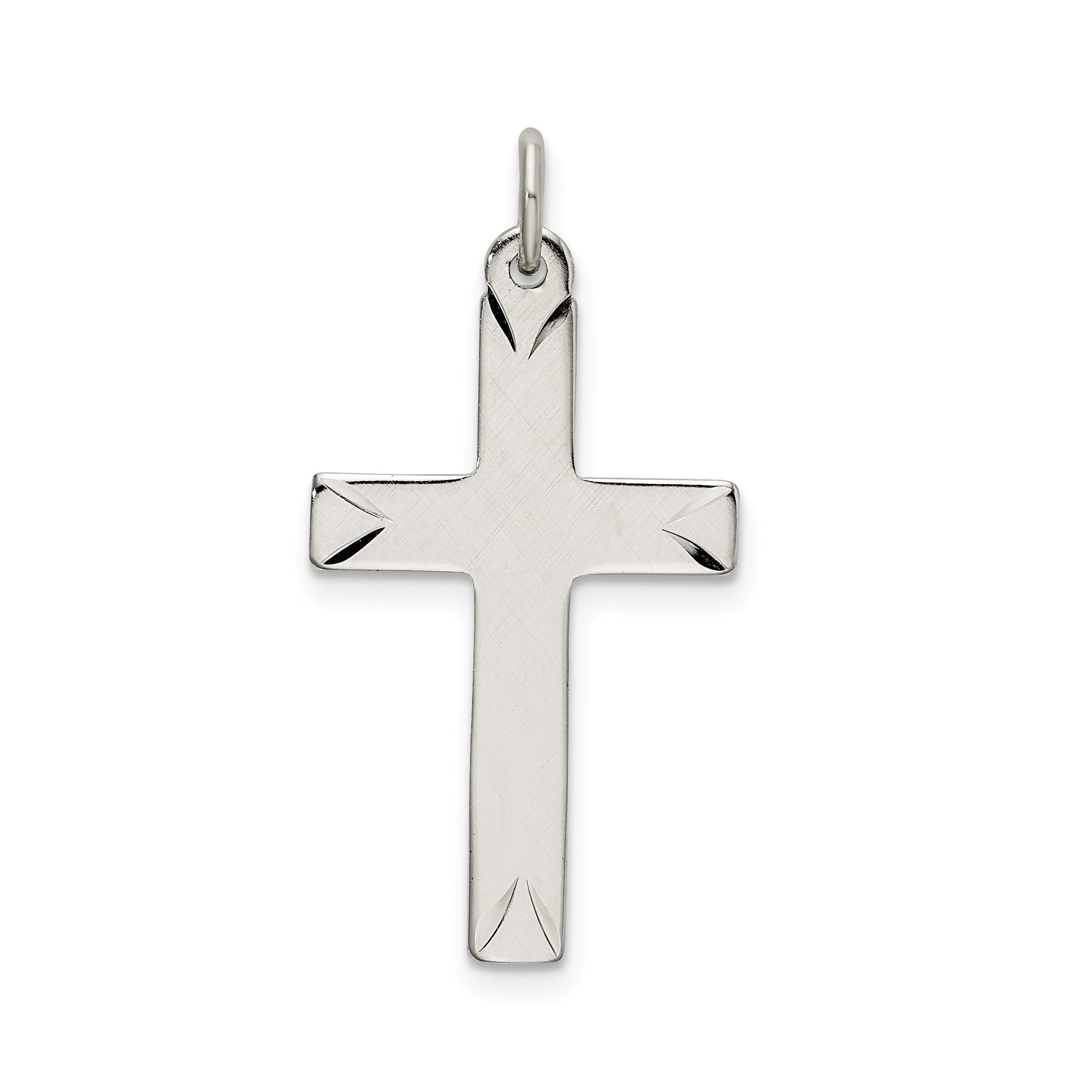 Sterling Silver Satin and D/C Cross Pendant