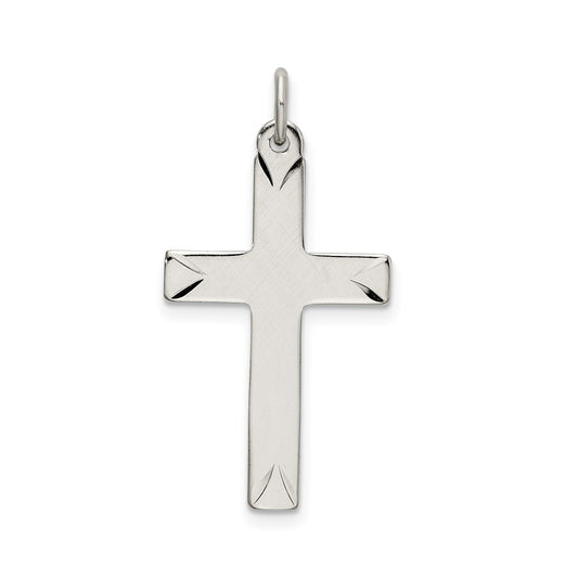 Sterling Silver Satin and D/C Cross Pendant