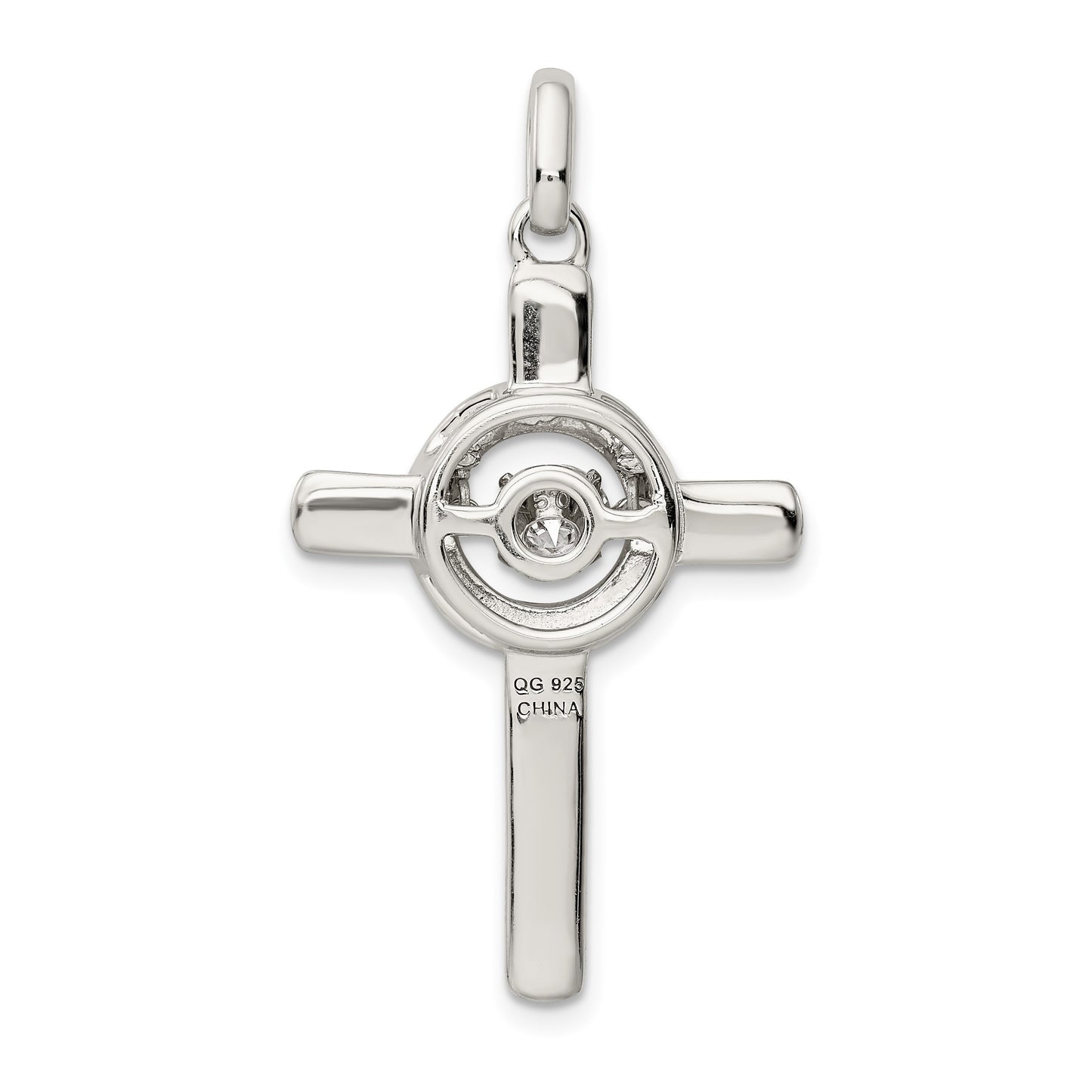 Sterling Silver Plat-plate Rose & Gold-tone Vibrant CZ Cross Pendant