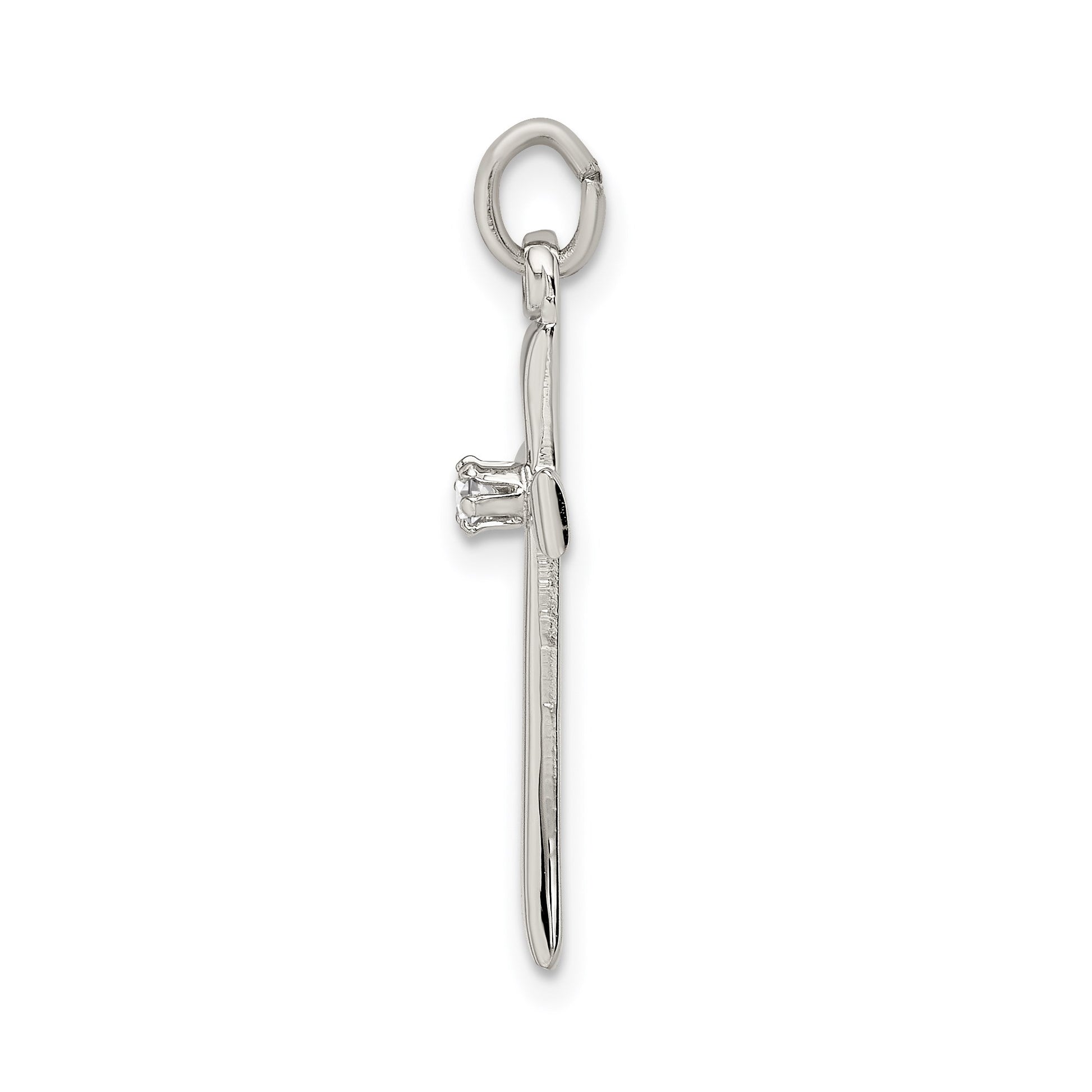 Sterling Silver Polished CZ Cross Pendant
