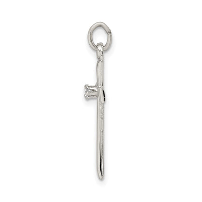 Sterling Silver Polished CZ Cross Pendant