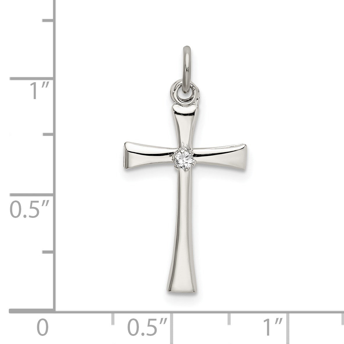 Sterling Silver Polished CZ Cross Pendant