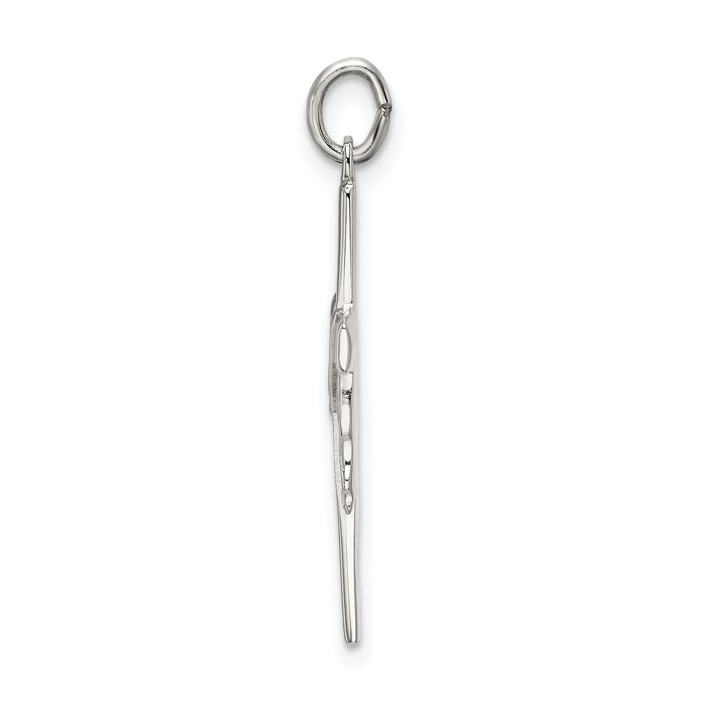 Sterling Silver Polished and Satin Draped Cross Pendant