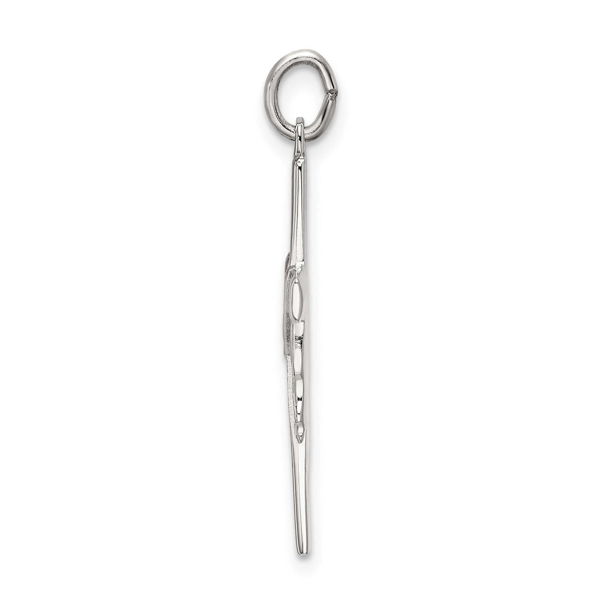 Sterling Silver Polished and Satin Draped Cross Pendant