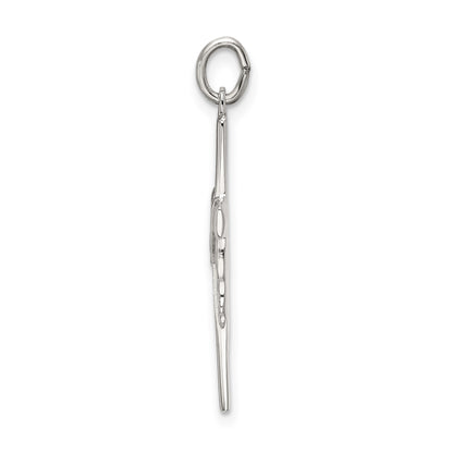 Sterling Silver Polished and Satin Draped Cross Pendant