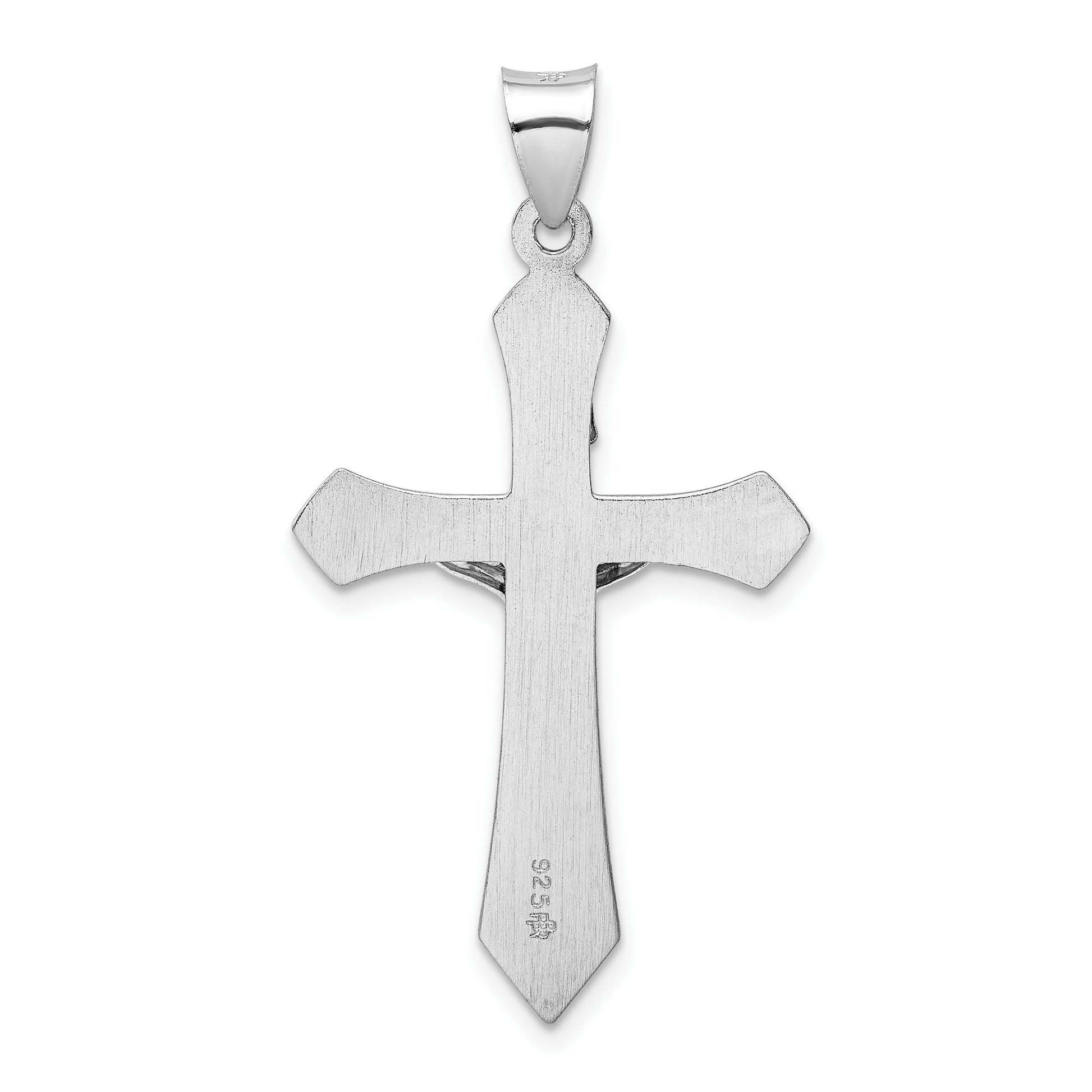Sterling Silver Rhodium-plated Polished INRI Crucifix Pendant