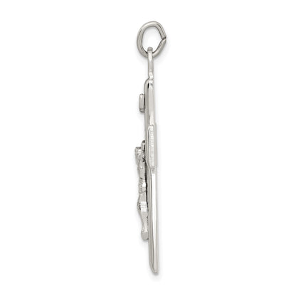 Sterling Silver Black Epoxy INRI Crucifix Pendant