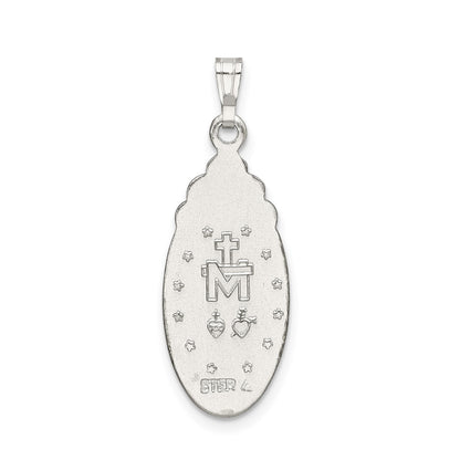 Sterling Silver Satin & D/C Epoxy & Crystal Miraculous Medal Pendant