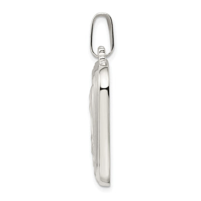 Sterling Silver Satin & Polished Mary w/Hail Mary Prayer Pendant