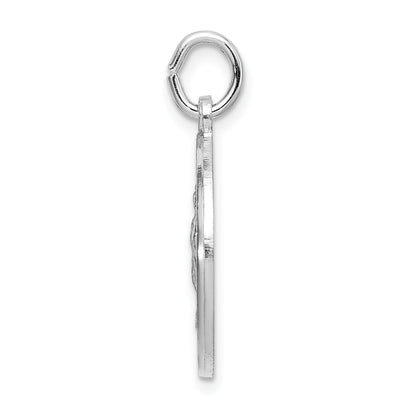 Sterling Silver Rhodium-plated Spanish Lady of Guadalupe Medal Pendant