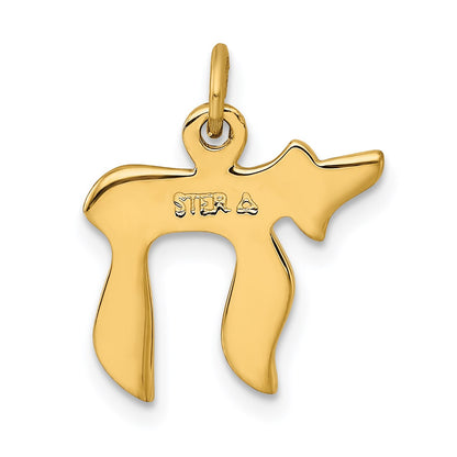 Sterling Silver Gold-plated Polished Small Chai Pendant