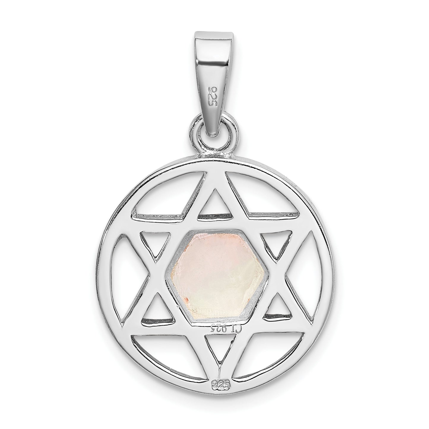 Sterling Silver Rhodium-plated MOP Star of David Pendant