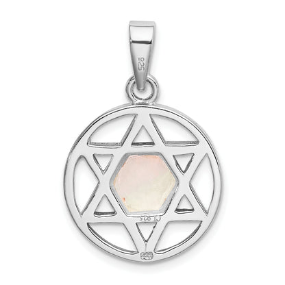 Sterling Silver Rhodium-plated MOP Star of David Pendant