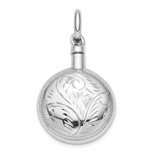 Sterling Silver RH-plated Polished Screw Top Ash Holder Pendant