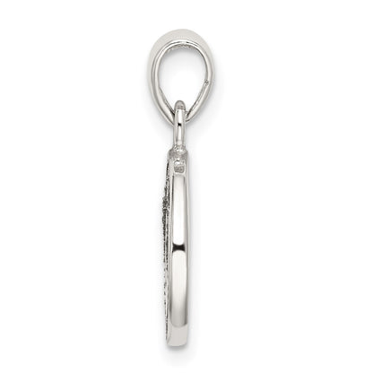 Sterling Silver Glitter Enamel Letter N Inital Circle Pendant