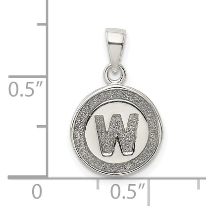 Sterling Silver Glitter Enamel Letter W Initial Circle Pendant