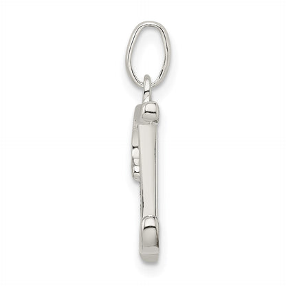 Sterling Silver Polished Glitter Enamel Letter I Initial Charm