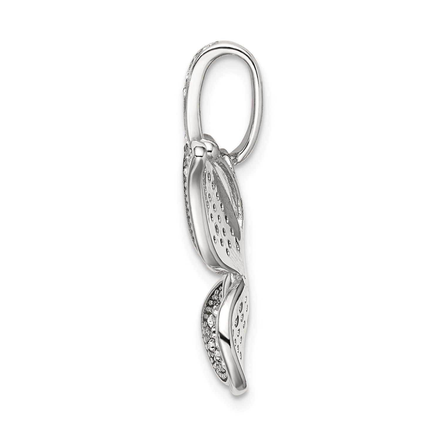 Sterling Silver Rhod-plated Polished Preciosa Crystal Butterfly Pendant