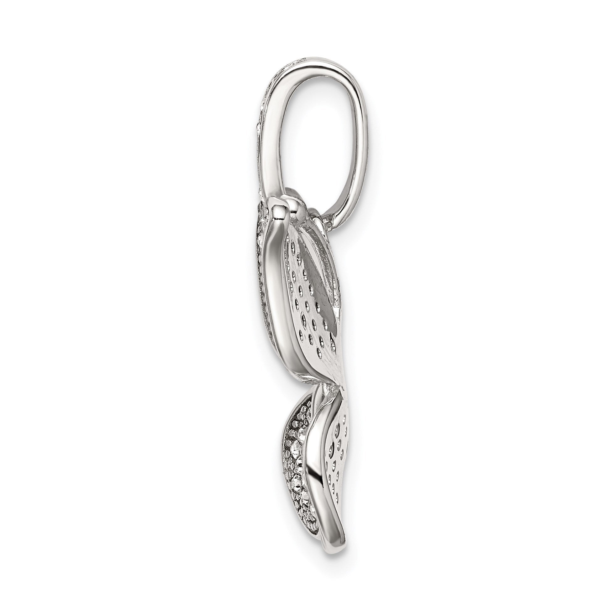 Sterling Silver Rhod-plated Polished Preciosa Crystal Butterfly Pendant