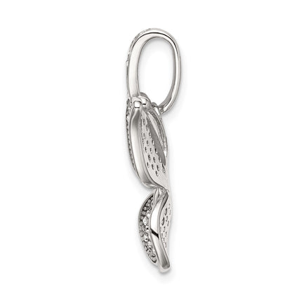 Sterling Silver Rhod-plated Polished Preciosa Crystal Butterfly Pendant