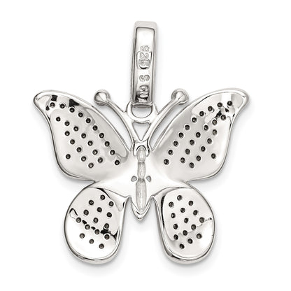 Sterling Silver Rhod-plated Polished Preciosa Crystal Butterfly Pendant