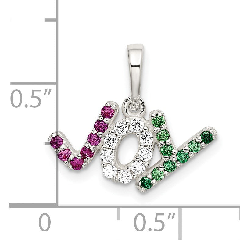 Sterling Silver Polished Red White & Green CZ Joy Pendant