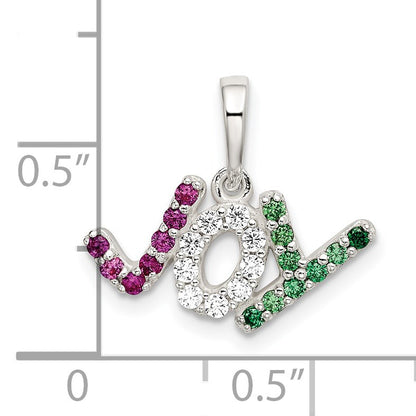 Sterling Silver Polished Red White & Green CZ Joy Pendant