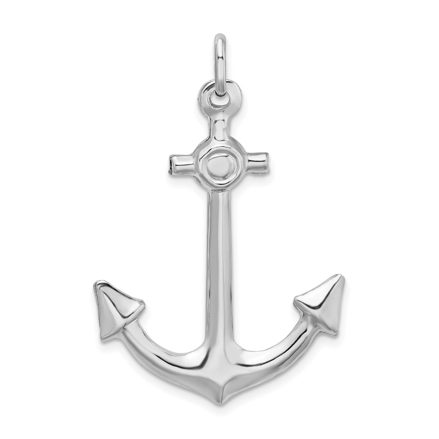 Sterling Silver Rhodium Plated Polished Anchor Charm