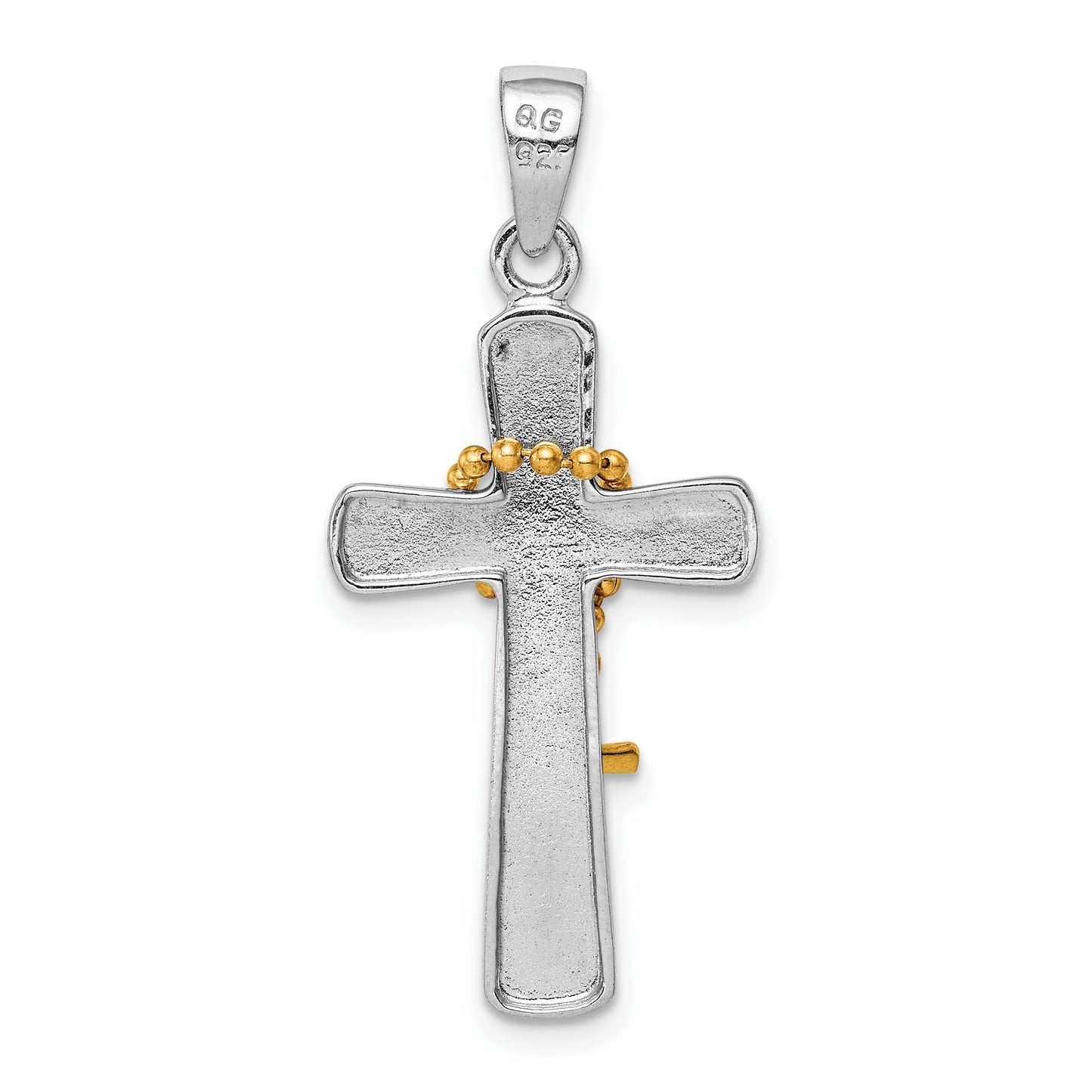 Sterling Silver Rhodium-plated Polished Gold-tone Double Cross Pendant
