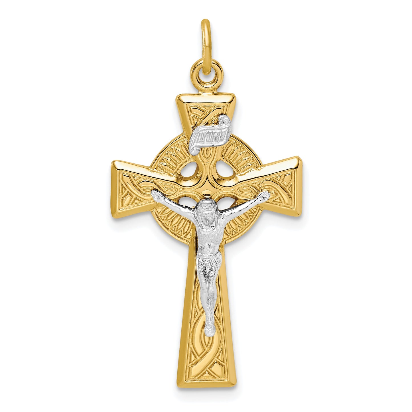 Sterling Silver & Gold-tone INRI Crucifix Pendant