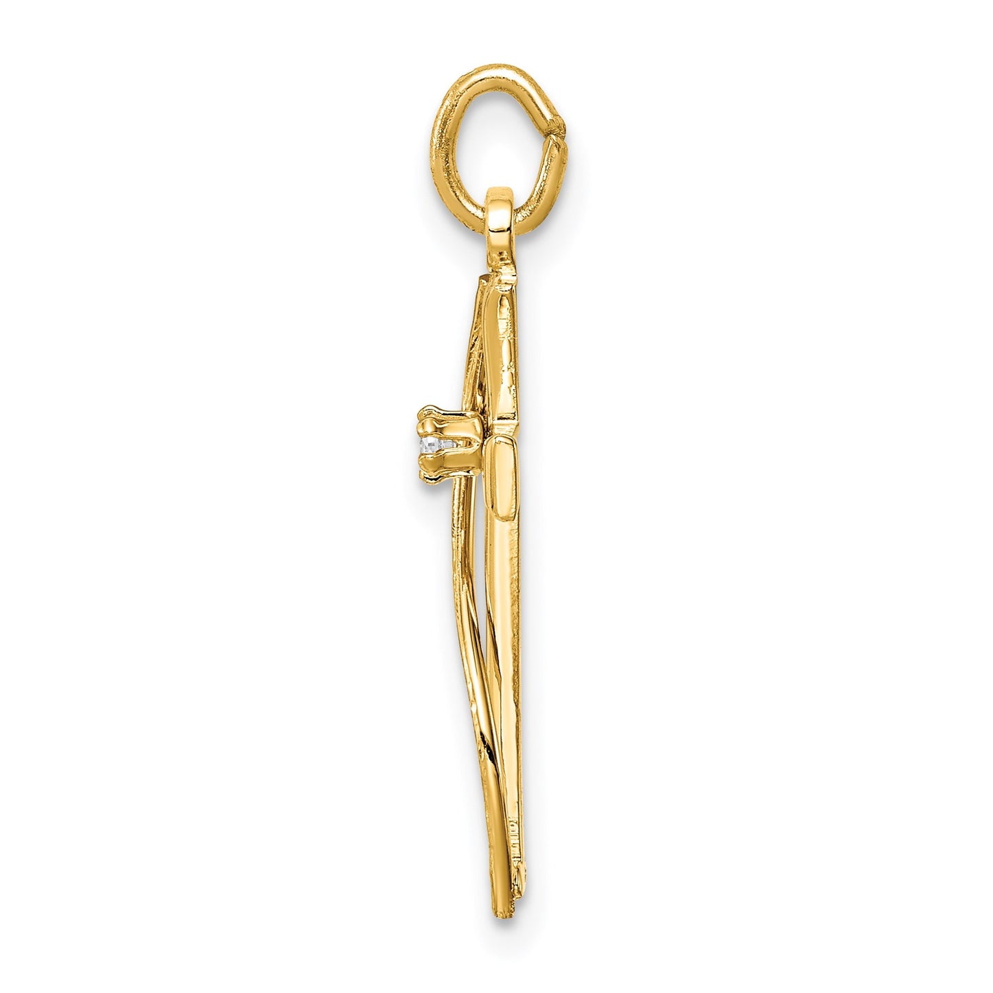 Sterling Silver Gold-tone & CZ Cross Pendant