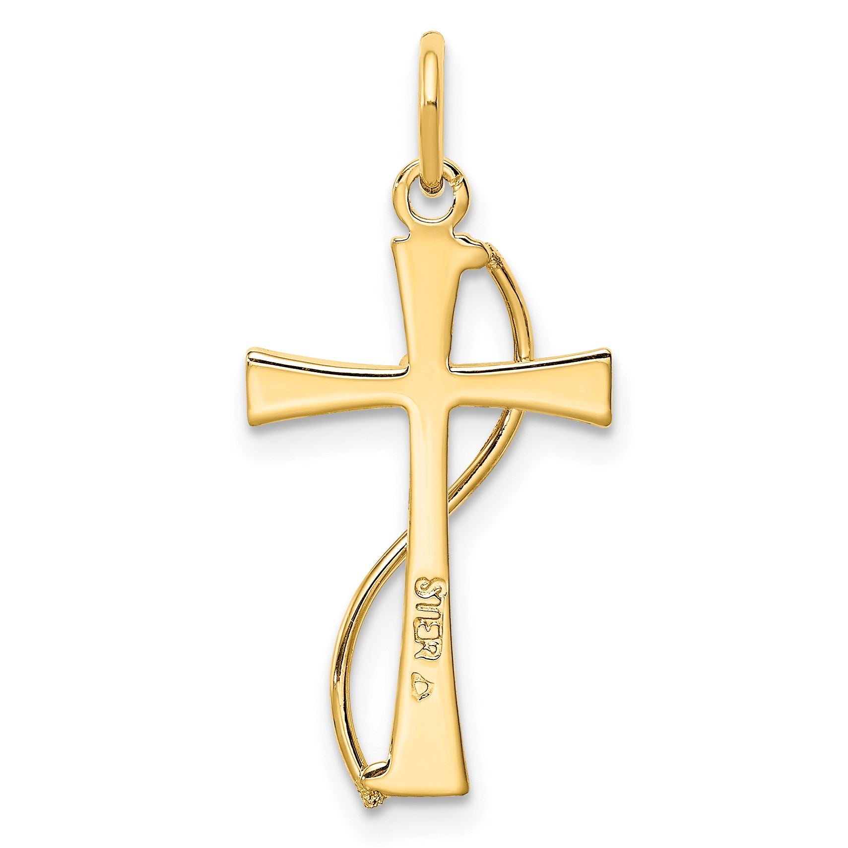 Sterling Silver Gold-tone & CZ Cross Pendant