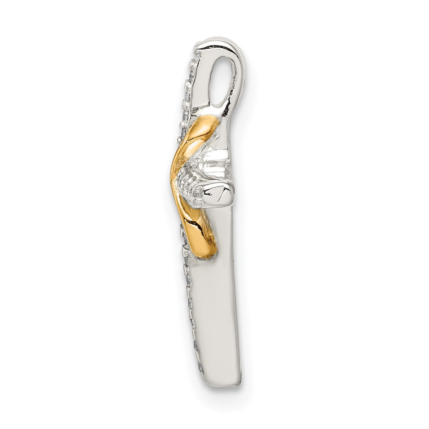 Sterling Silver & Gold-tone CZ Cross Chain Slide