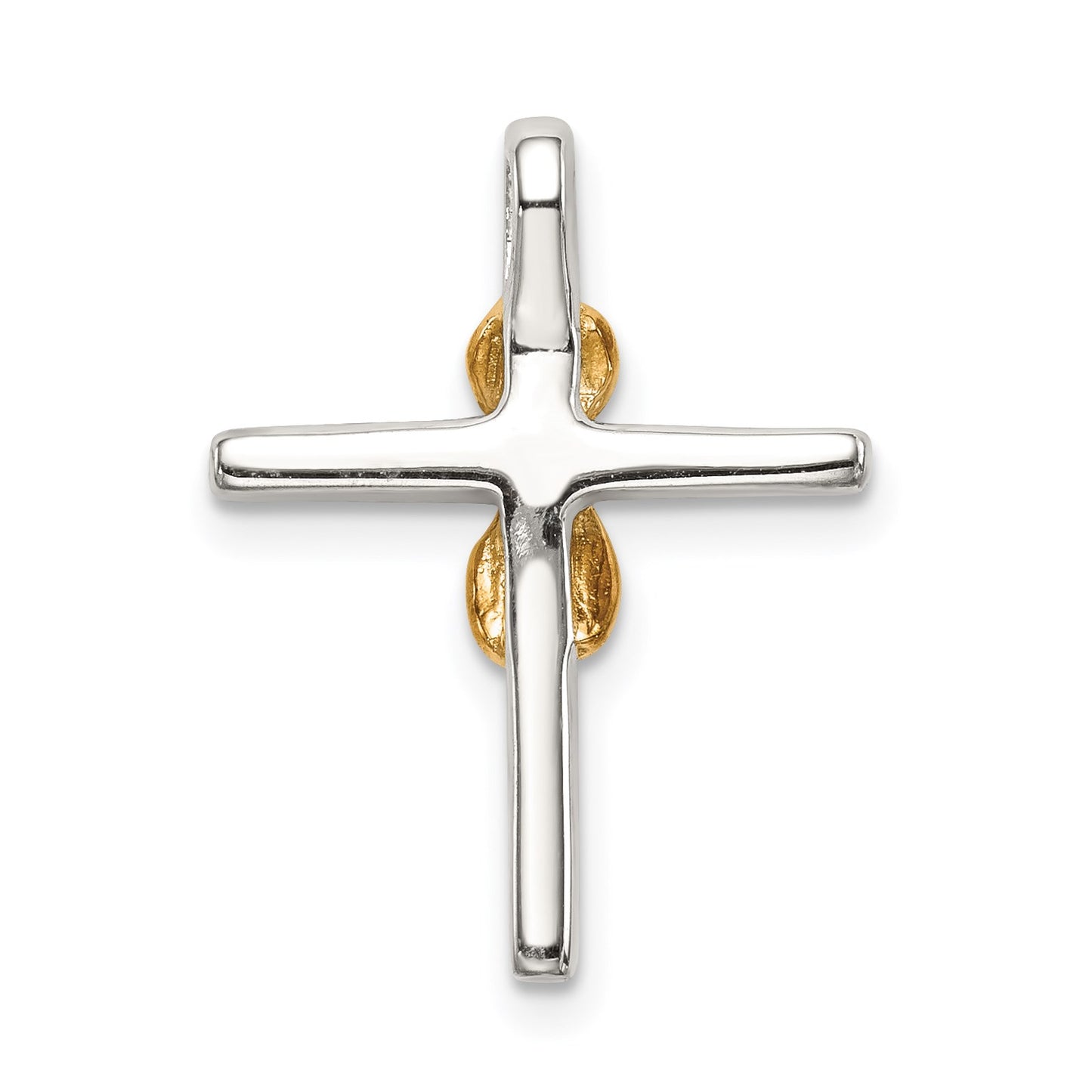 Sterling Silver & Gold-tone CZ Cross Chain Slide