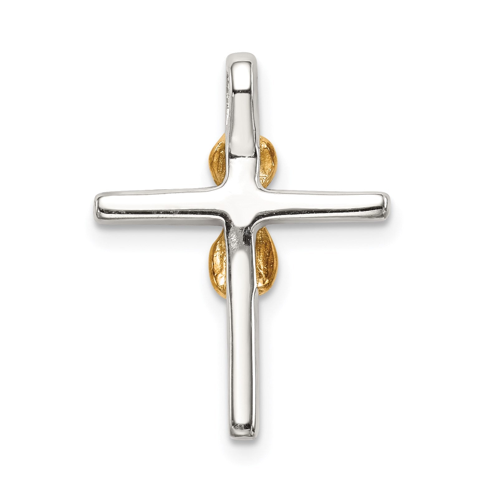 Sterling Silver & Gold-tone CZ Cross Chain Slide