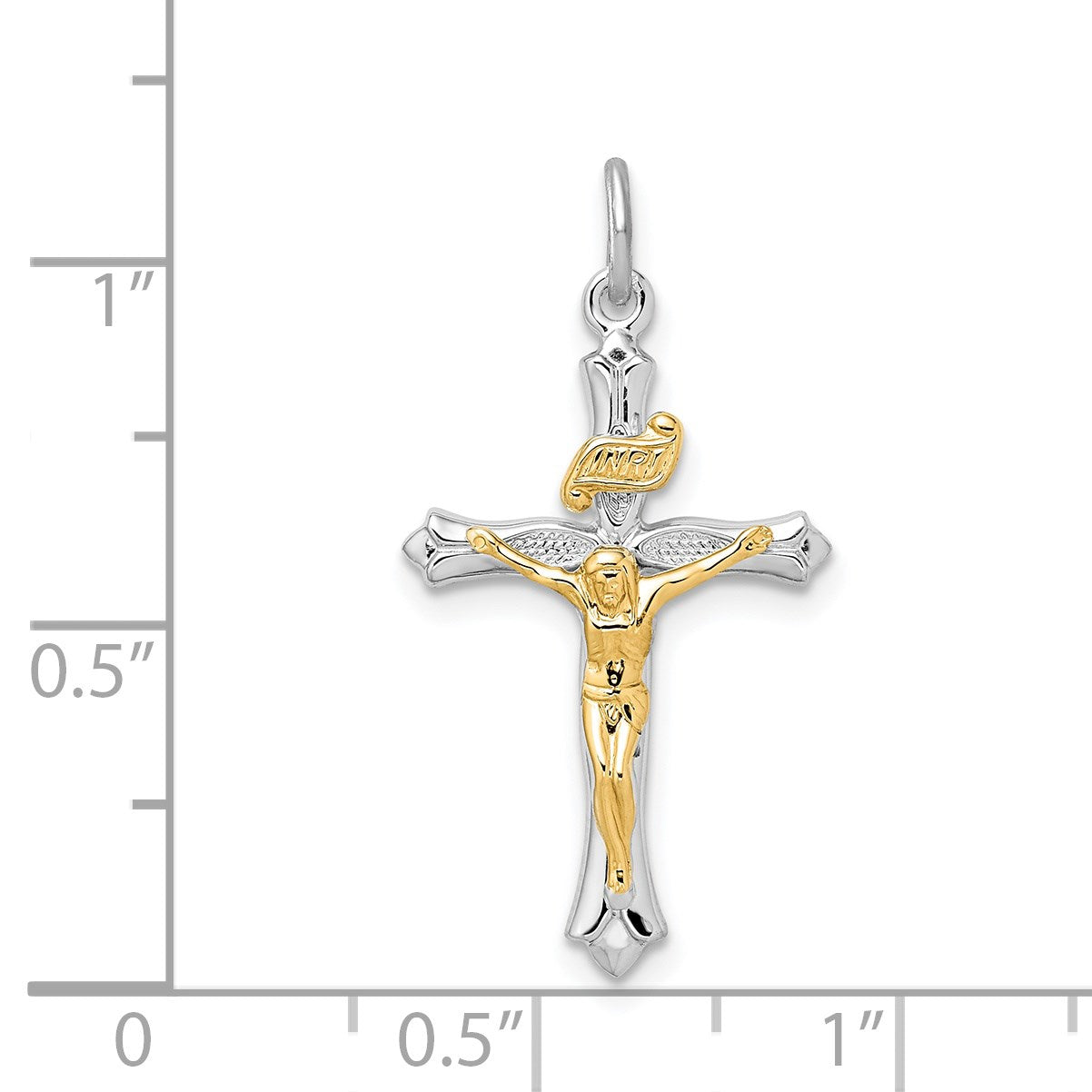 Sterling Silver Platinum-plated & Gold-tone Crucifix Pendant
