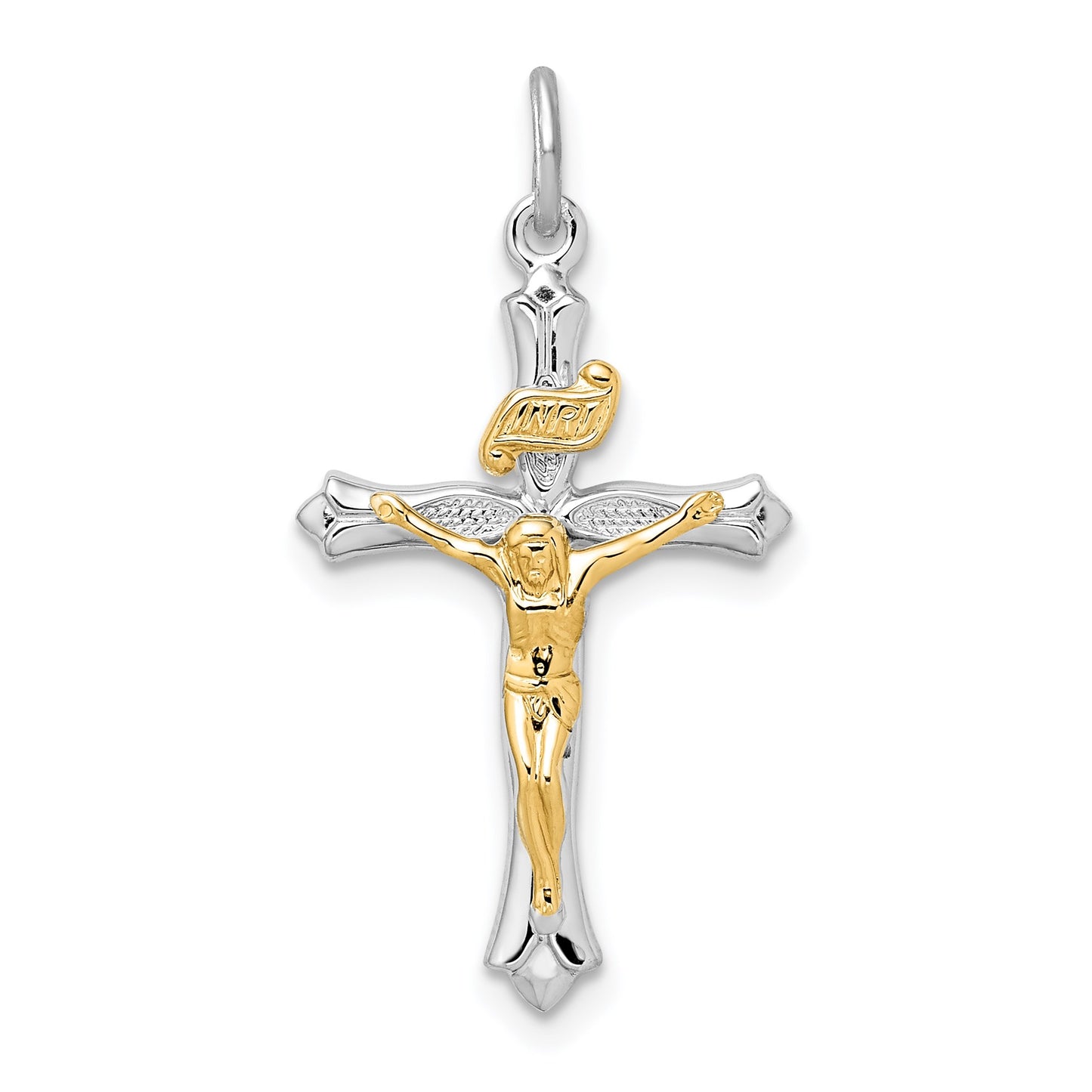 Sterling Silver Platinum-plated & Gold-tone Crucifix Pendant