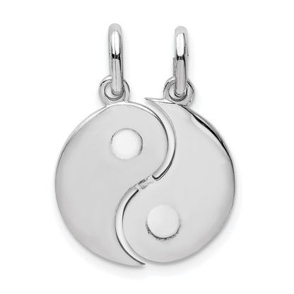 Sterling Silver Rhodium-plate Brush & Polished Yin Yang Break Apart Pendant