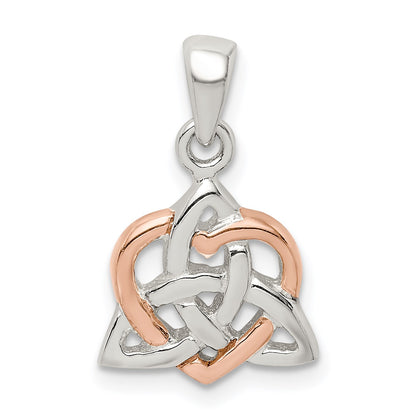 Sterling Silver Trinty Knot and Rose-tone Heart Pendant
