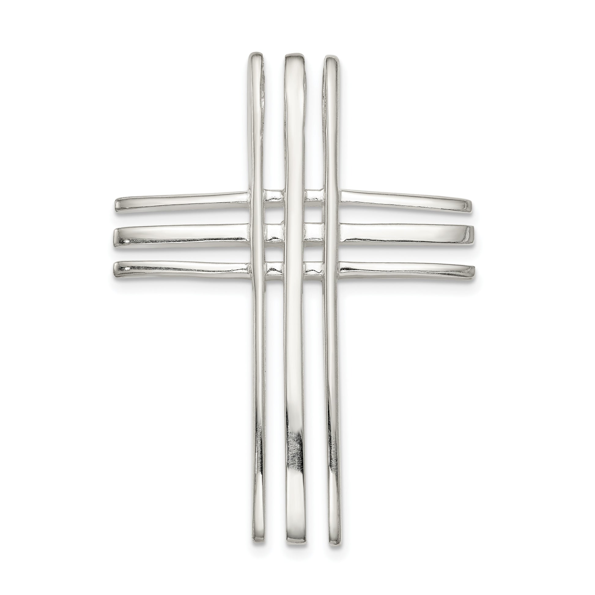 Sterling Silver Polished Cross Chain Slide