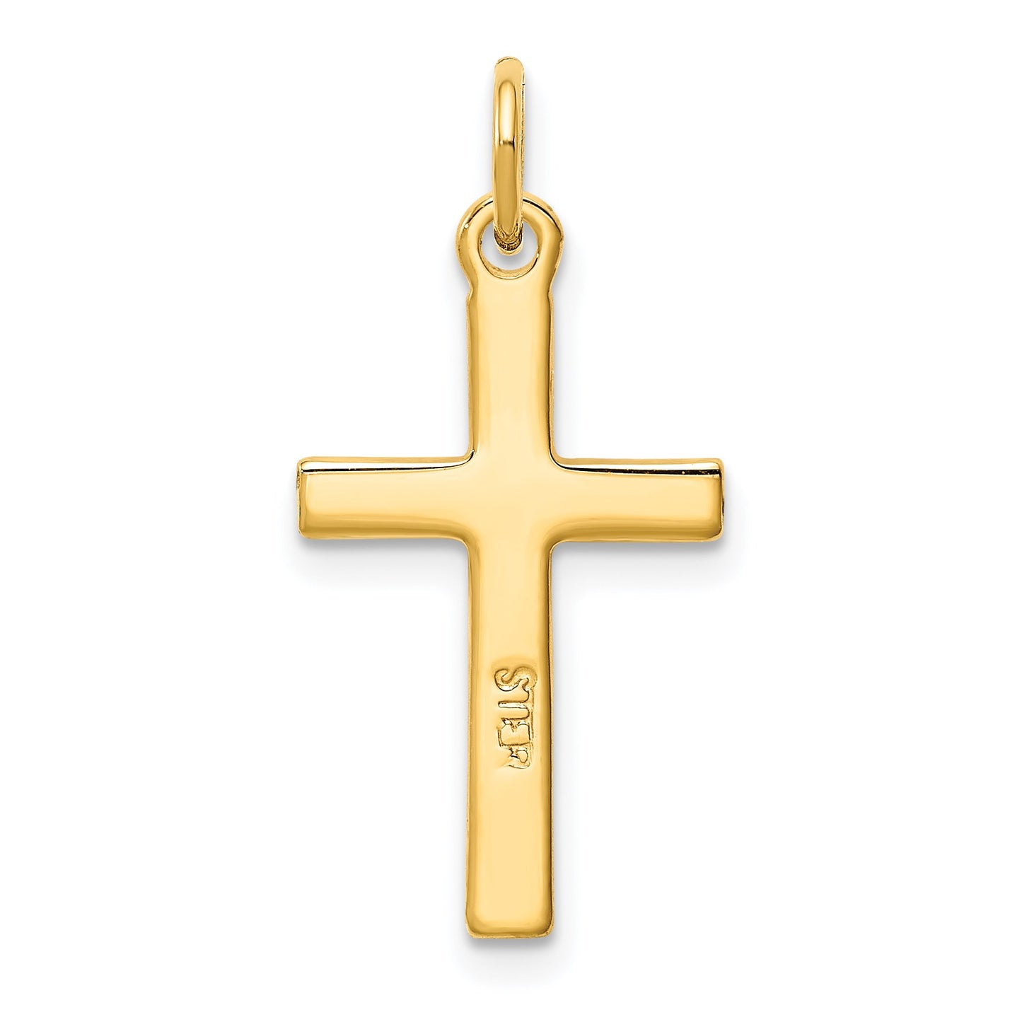 Sterling Silver Gold-tone Diamond-Cut Cross Pendant