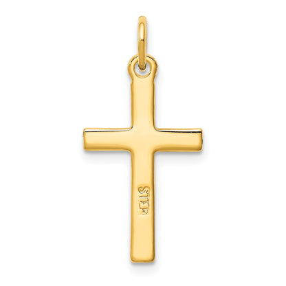 Sterling Silver Gold-tone Diamond-Cut Cross Pendant