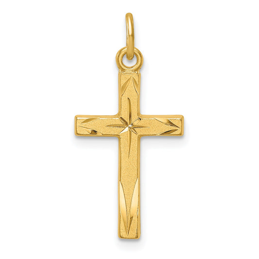Sterling Silver Gold-tone Diamond-Cut Cross Pendant
