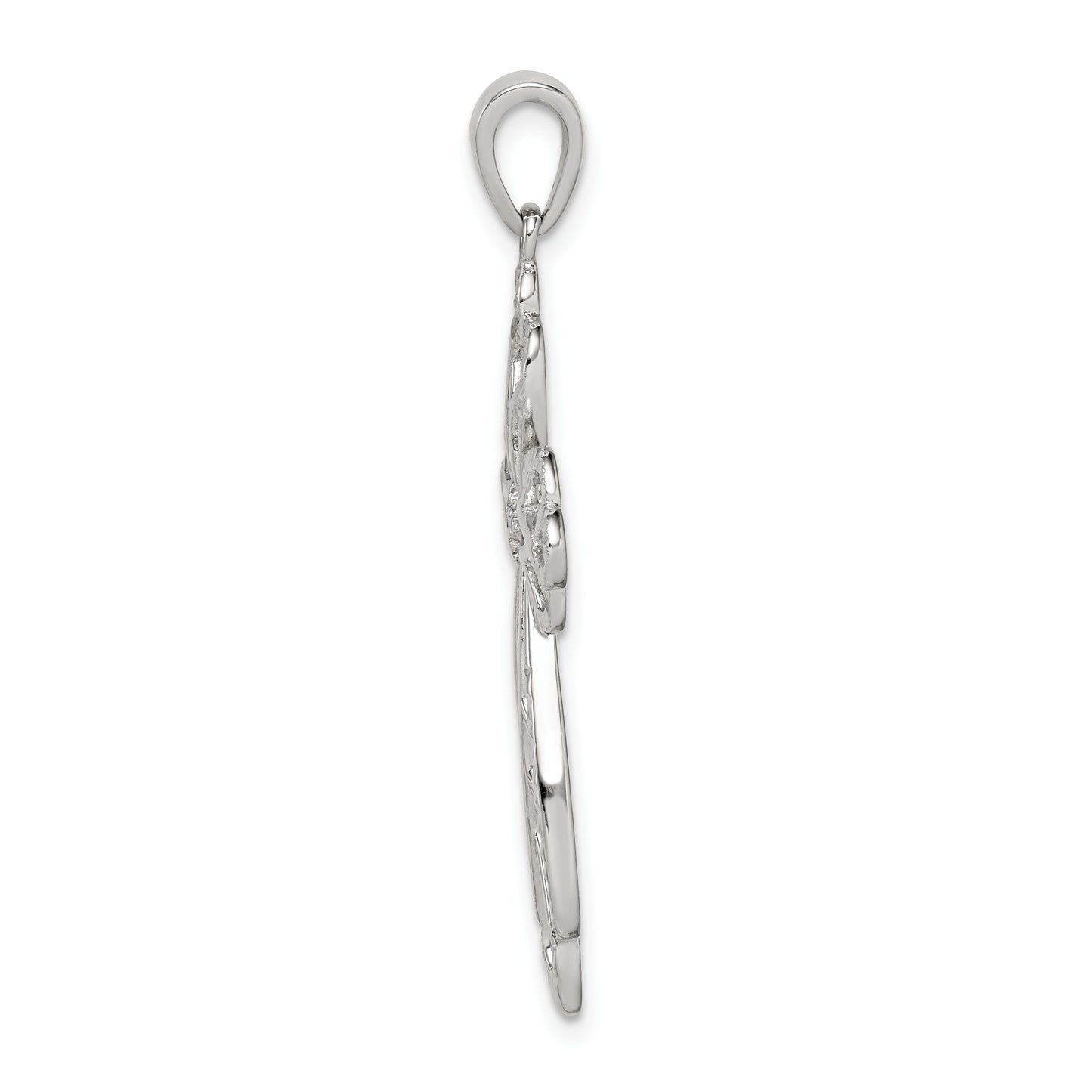 Sterling Silver Diamond & Diamond-cut Cross Pendant