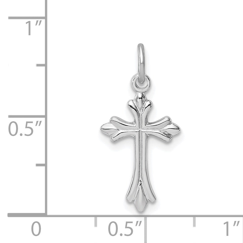 Sterling Silver Platinum-plated Polished Cross Pendant