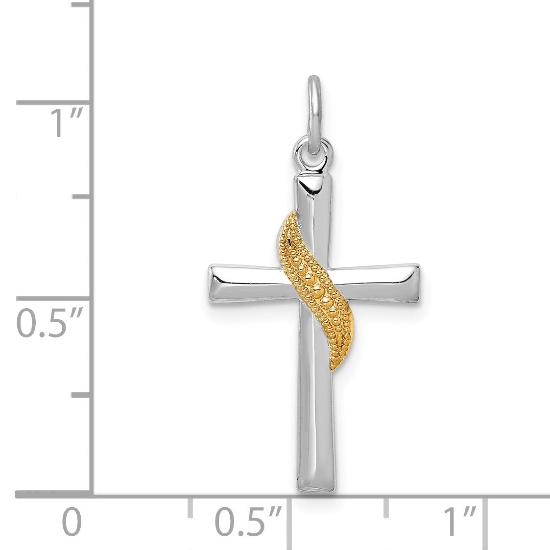 Sterling Silver Platinum-plated & Gold-tone Cross Pendant