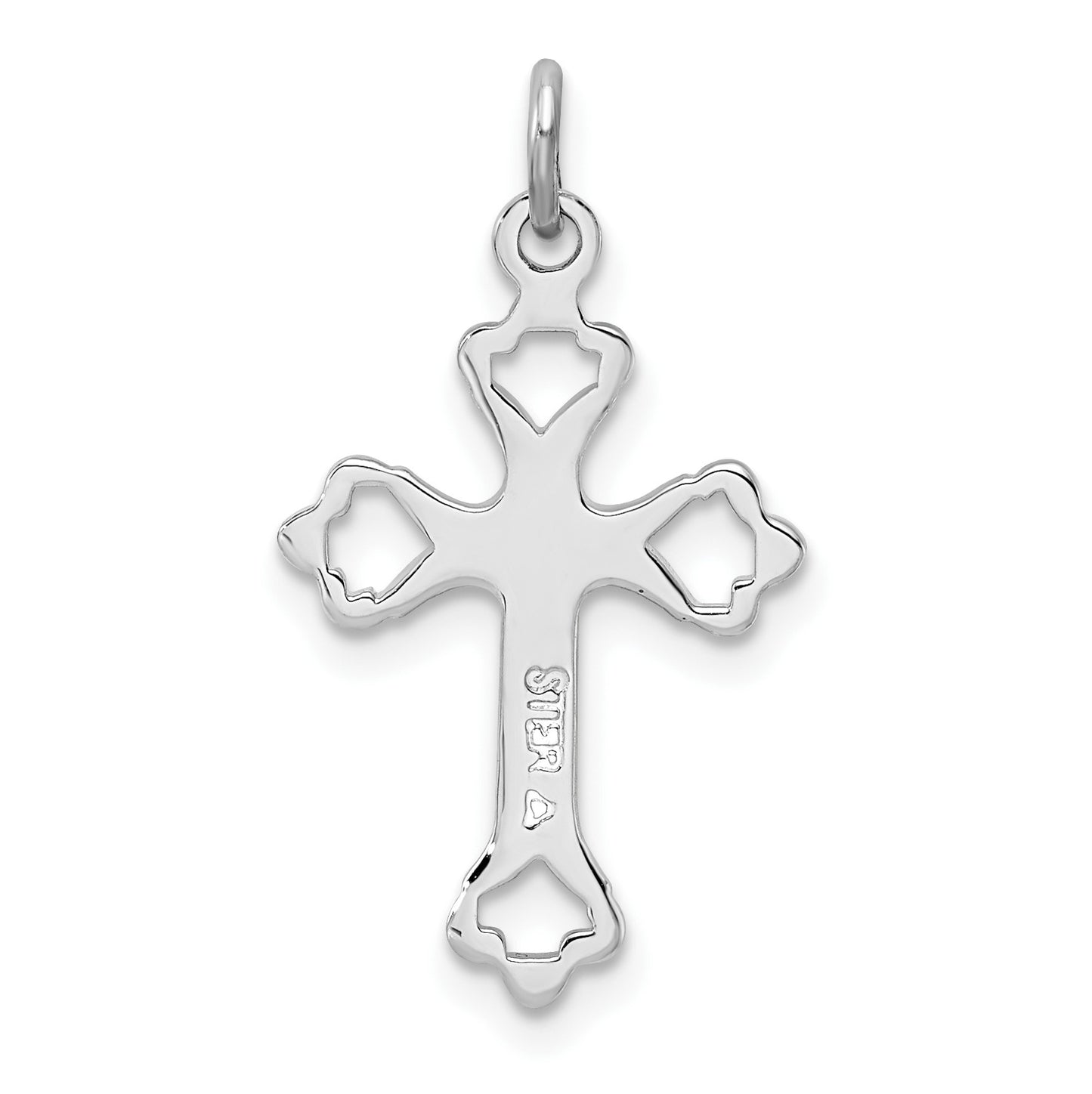 Sterling Silver Platinum-plated Diamond-Cut Cross Pendant
